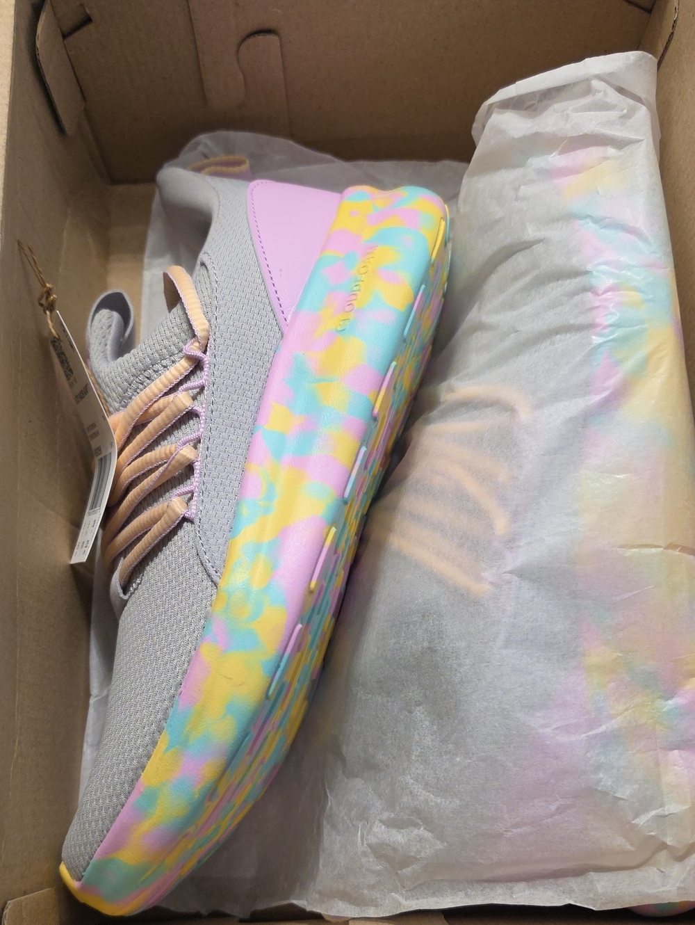 adidas Light Gray Sneaker with Pastel Pink and Peach Accents